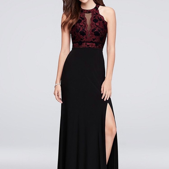black and maroon dress
